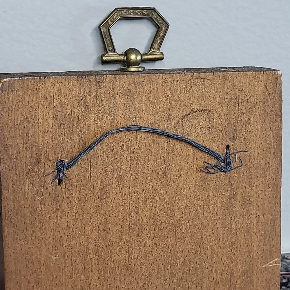 VTG Hand Painted Wood Wall Plaque THINK THIN‎ Signed REVA Folk Decor Cottagecore